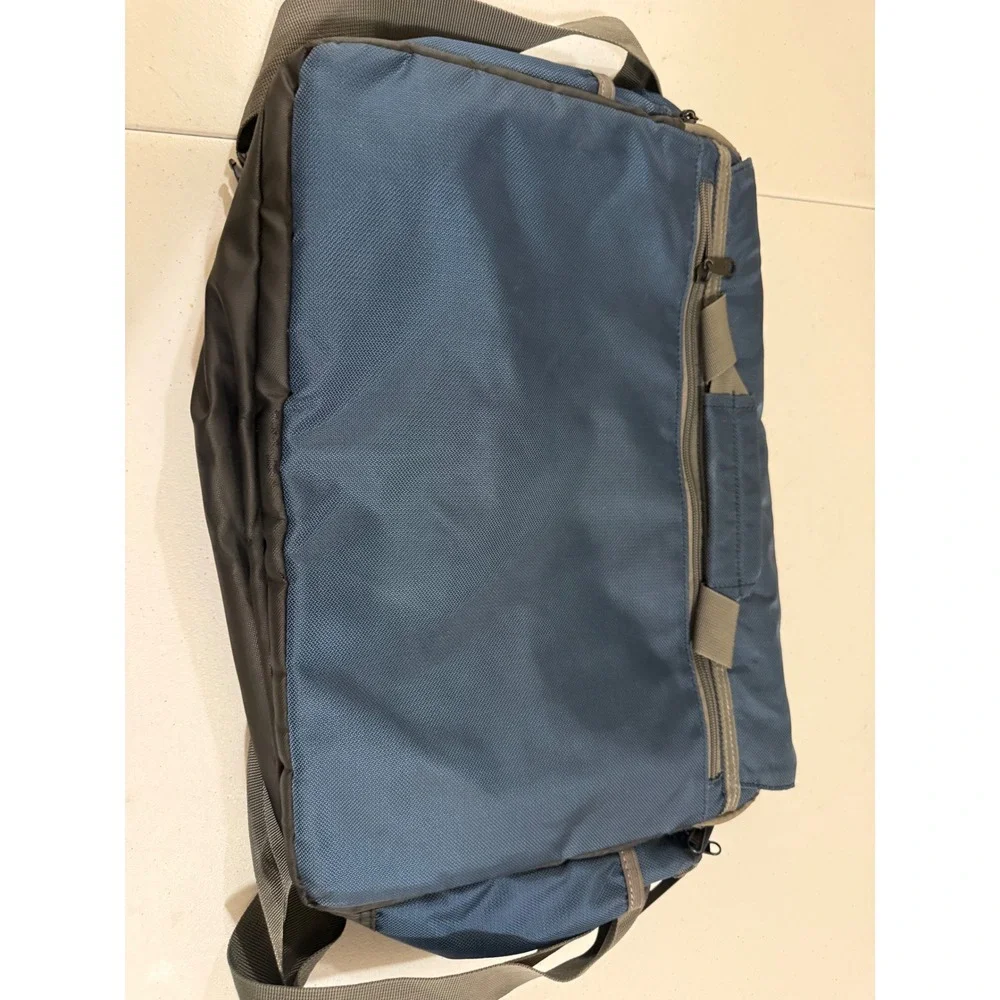 Vonxury Messenger Bag Blue Grey Ballistic Nylon Laptop Crossbody Tech Bag